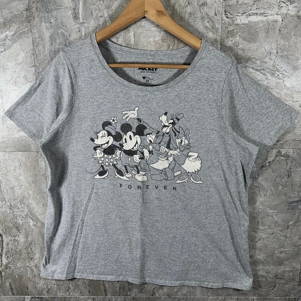 Disney Shirt Women Plus Size 0X Gray Mickey And Friends Forever Short Sleeve Top